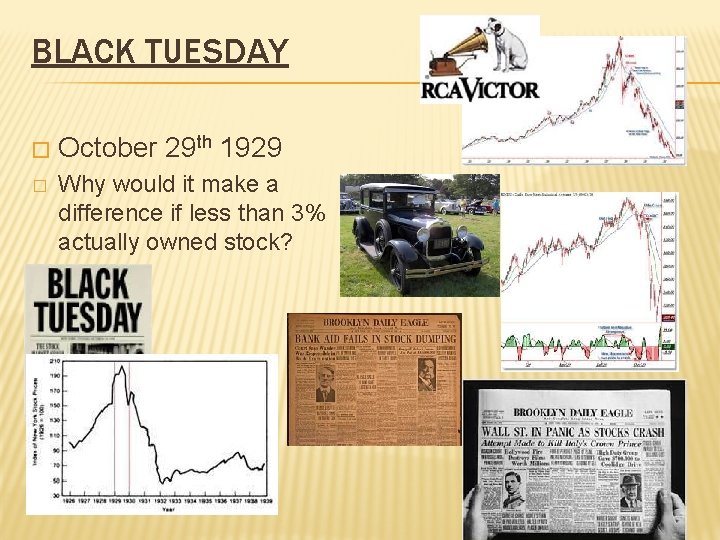 BLACK TUESDAY � October 29 th 1929 � Why would it make a difference