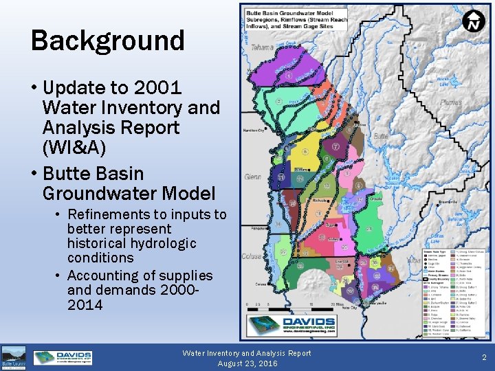 Background • Update to 2001 Water Inventory and Analysis Report (WI&A) • Butte Basin