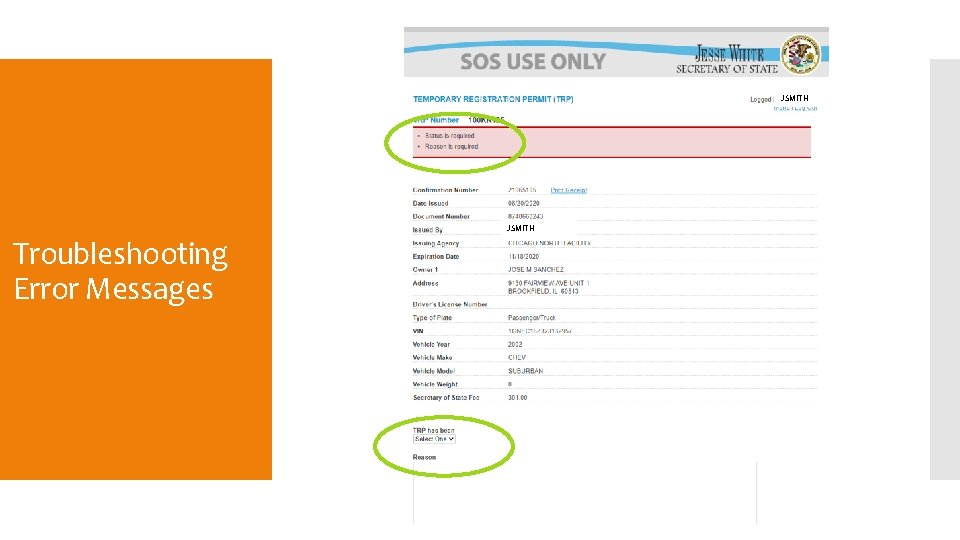 JSMITH Troubleshooting Error Messages 