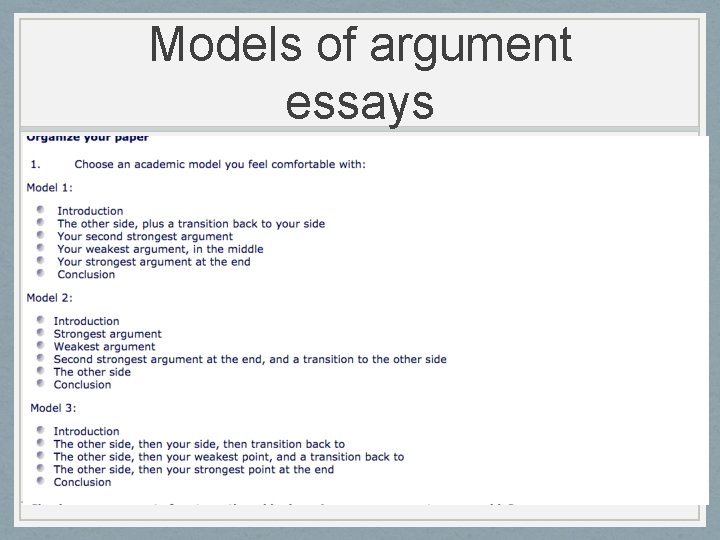Models of argument essays Models of argument essays