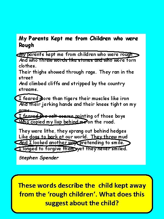 My Parents Kept me from Children who were Rough My parents kept me from