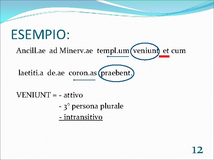 ESEMPIO: Ancill. ae ad Minerv. ae templ. um veniunt et cum laetiti. a de.