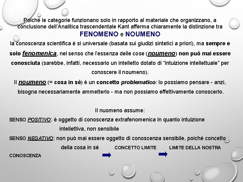 Poiché le categorie funzionano solo in rapporto al materiale che organizzano, a conclusione dell’Analitica