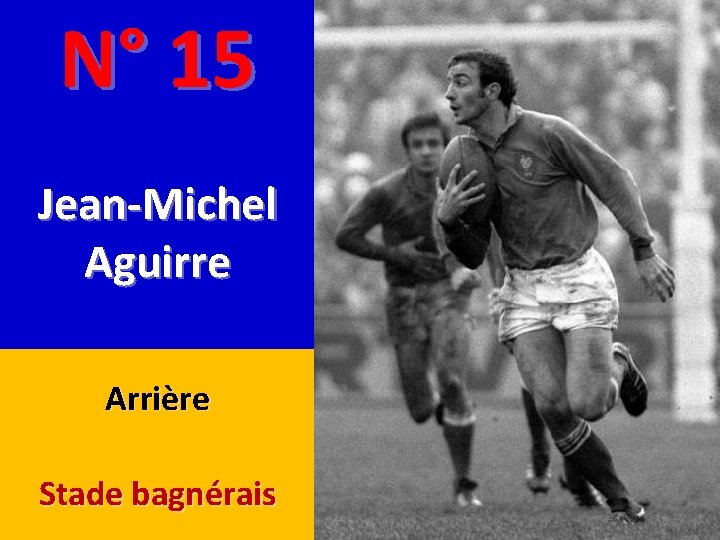 N° 15 Jean-Michel Aguirre Arrière Stade bagnérais 