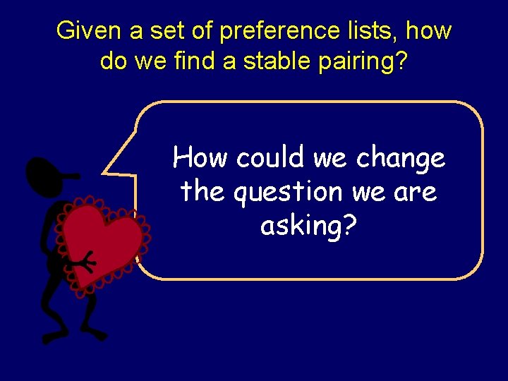 Given a set of preference lists, how do we find a stable pairing? How