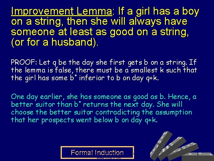 Improvement Lemma: If a girl has a boy on a string, then she will