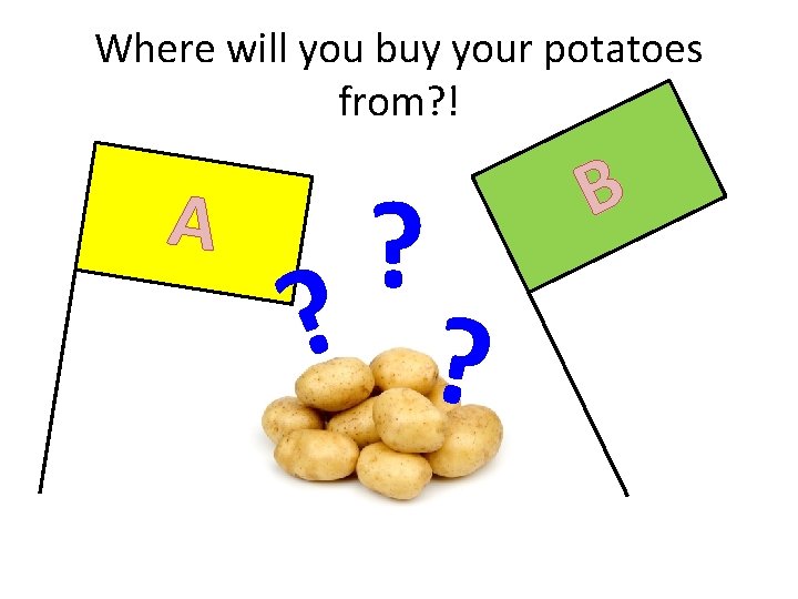 Where will you buy your potatoes from? ! A ? ? ? B 