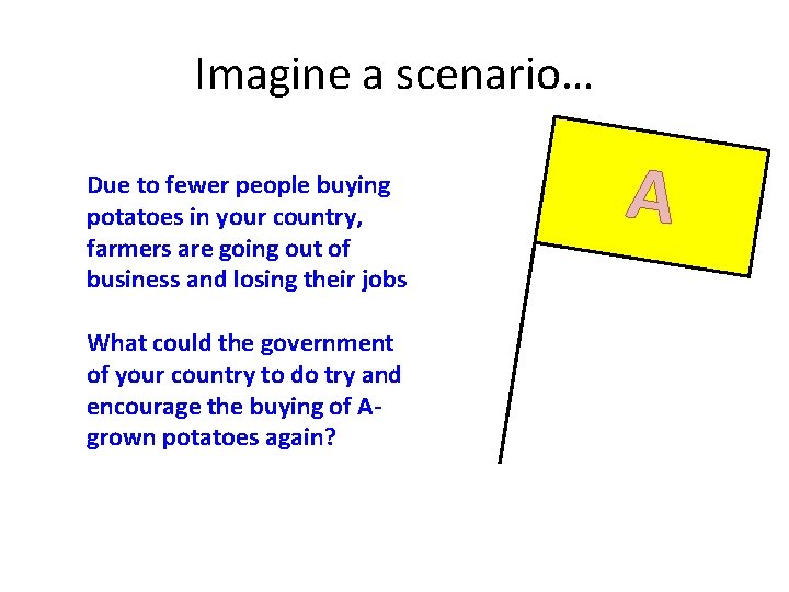 Imagine a scenario… Due to fewer people buying potatoes in your country, farmers are