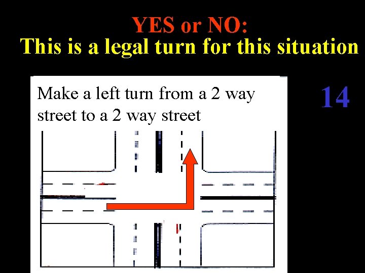 YES or NO: This is a legal turn for this situation Make a left YES or NO: This is a legal turn for this situation Make a left