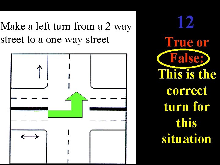 Make a left turn from a 2 way street to a one way street Make a left turn from a 2 way street to a one way street
