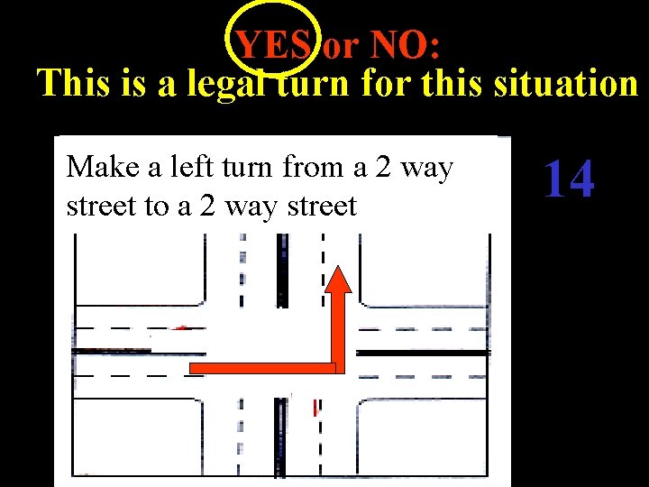 YES or NO: This is a legal turn for this situation Make a left YES or NO: This is a legal turn for this situation Make a left