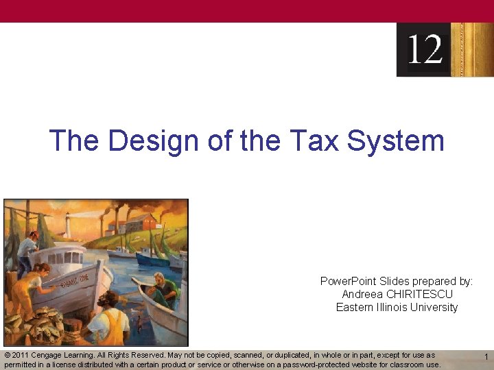 The Design of the Tax System Power. Point Slides prepared by: Andreea CHIRITESCU Eastern