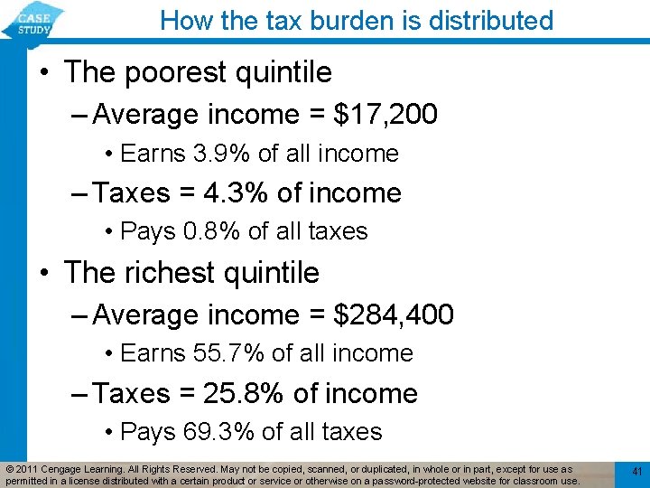 How the tax burden is distributed • The poorest quintile – Average income =