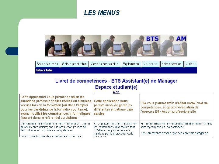 LES MENUS 