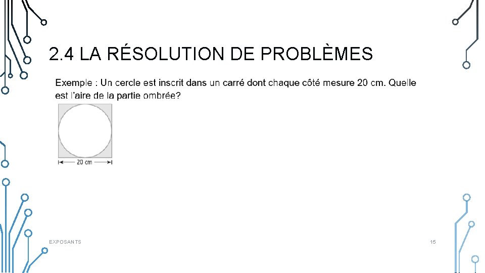 2. 4 LA RÉSOLUTION DE PROBLÈMES EXPOSANTS 15 