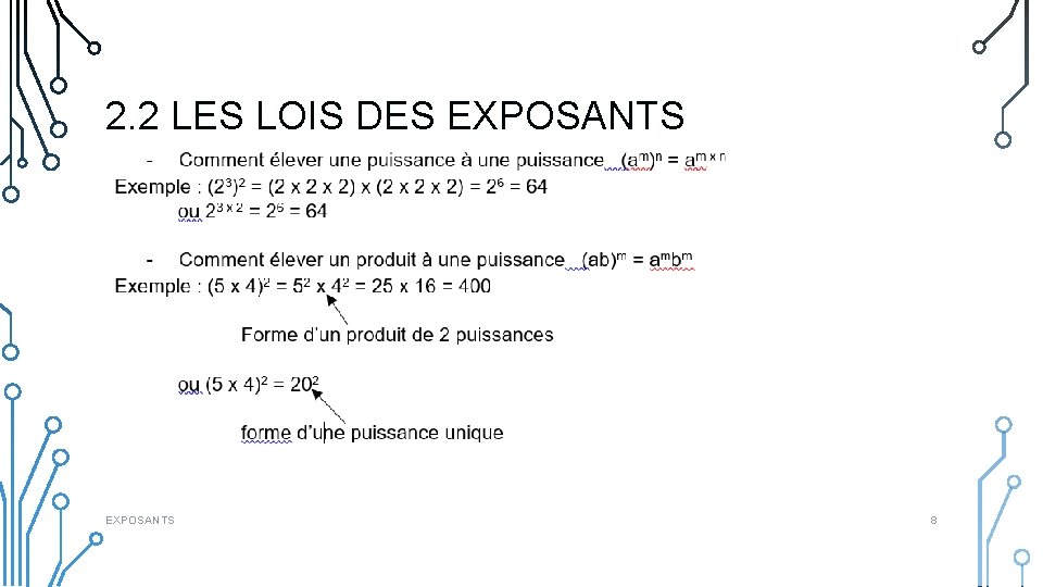 2. 2 LES LOIS DES EXPOSANTS 8 