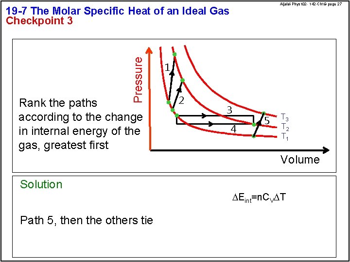 Aljalal-Phys 102 - 142 -Ch 19 -page 27 Pressure 19 -7 The Molar Specific