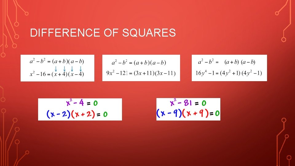 DIFFERENCE OF SQUARES 