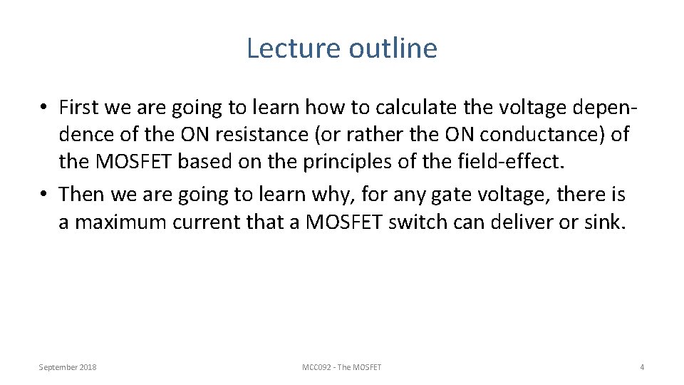 Lecture outline • First we are going to learn how to calculate the voltage