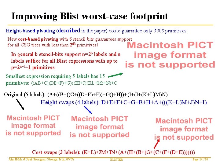Improving Blist worst-case footprint Height-based pivoting (described in the paper) could guarantee only 3909