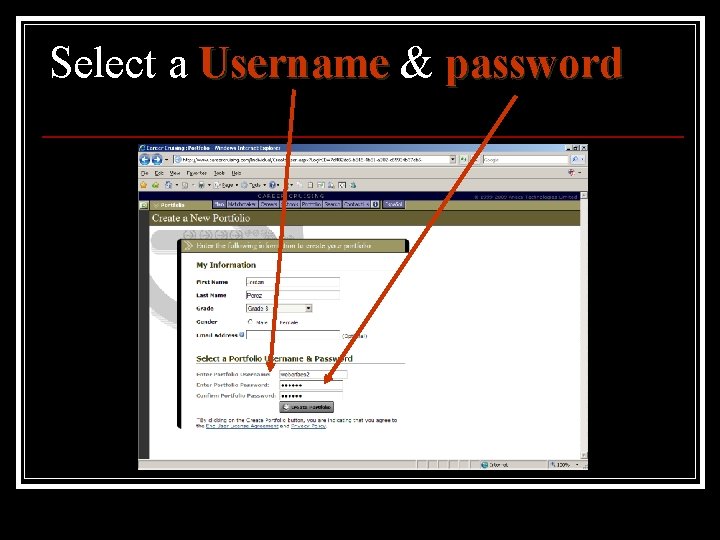 Select a Username & password 