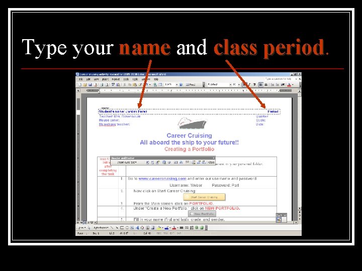 Type your name and class period 