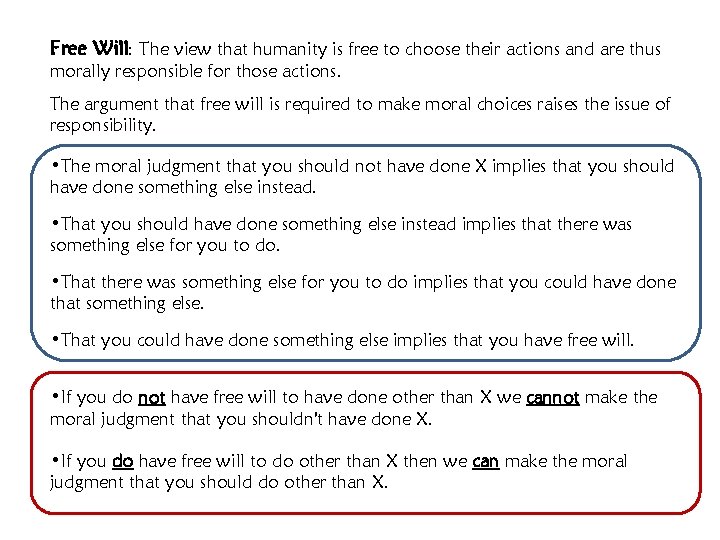 Free Will: The view that humanity is free to choose their actions and are