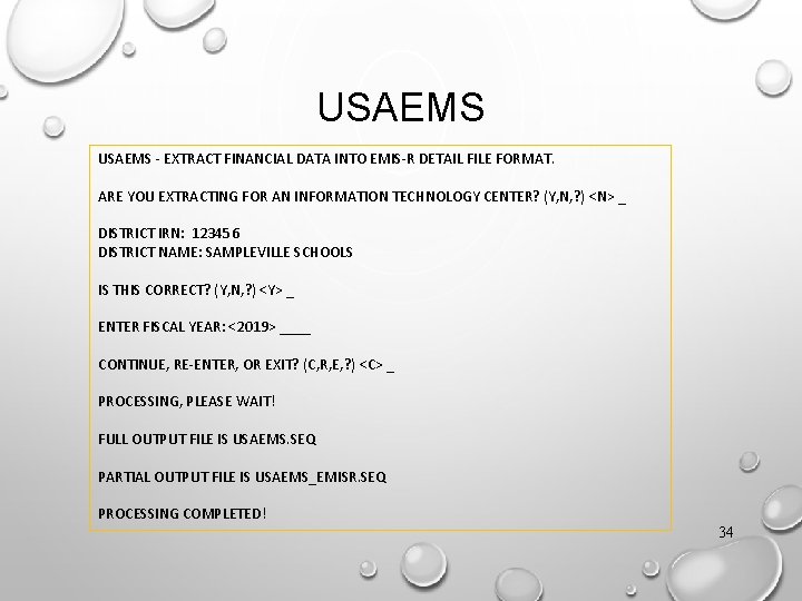 USAEMS - EXTRACT FINANCIAL DATA INTO EMIS-R DETAIL FILE FORMAT. ARE YOU EXTRACTING FOR