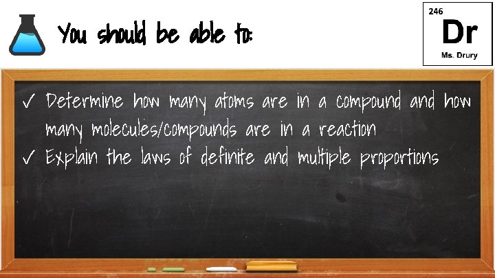 You should be able to: ✓ Determine how many atoms are in a compound