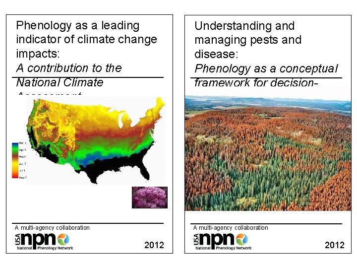 Phenology as a leading indicator of climate change impacts: A contribution to the National
