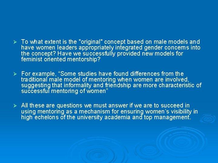 Ø To what extent is the "original" concept based on male models and have