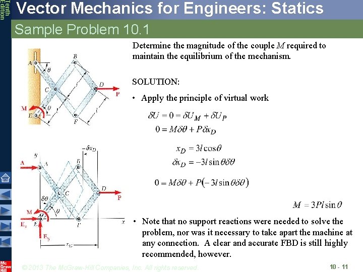 Tenth Edition Vector Mechanics for Engineers: Statics Sample Problem 10. 1 Determine the magnitude