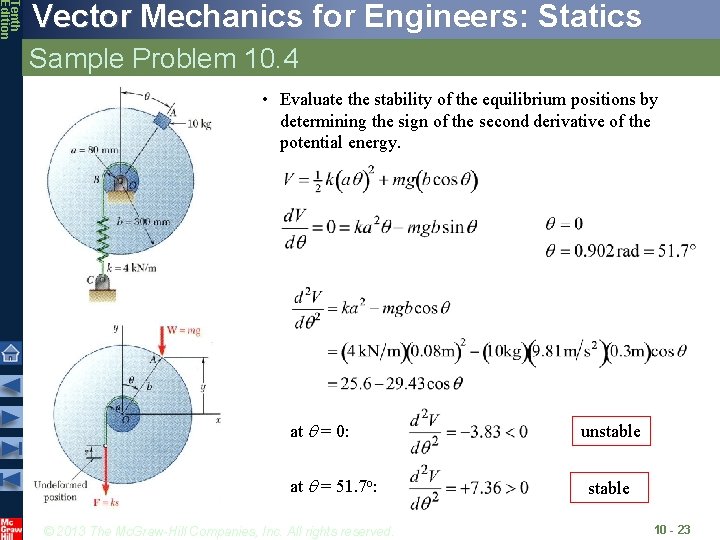 Tenth Edition Vector Mechanics for Engineers: Statics Sample Problem 10. 4 • Evaluate the