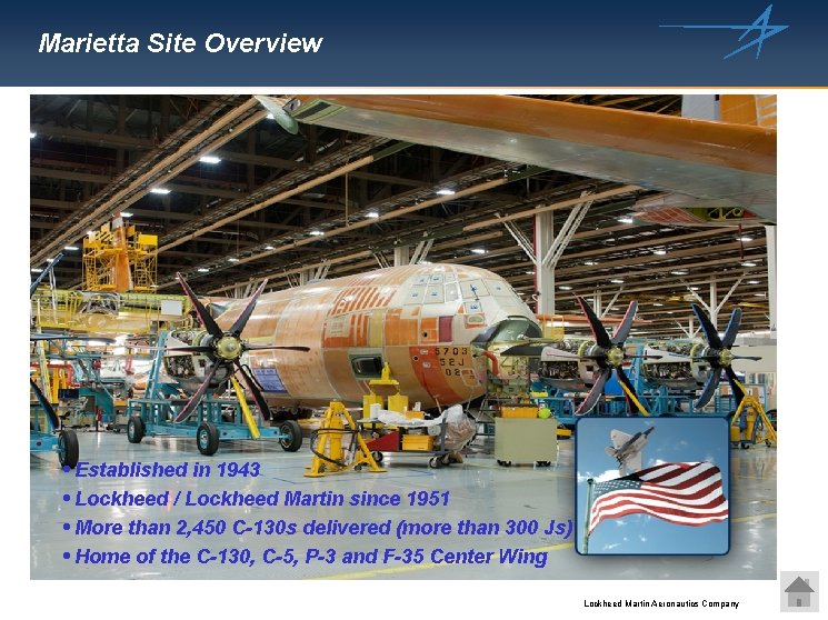 Marietta Site Overview • Established in 1943 • Lockheed / Lockheed Martin since 1951