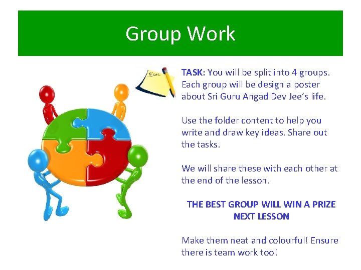 Group Work TASK: You will be split into 4 groups. Each group will be