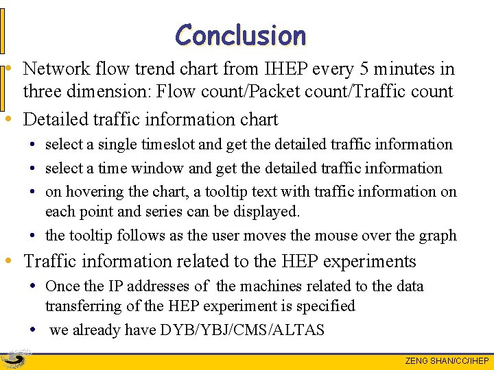 Conclusion • Network flow trend chart from IHEP every 5 minutes in three dimension: