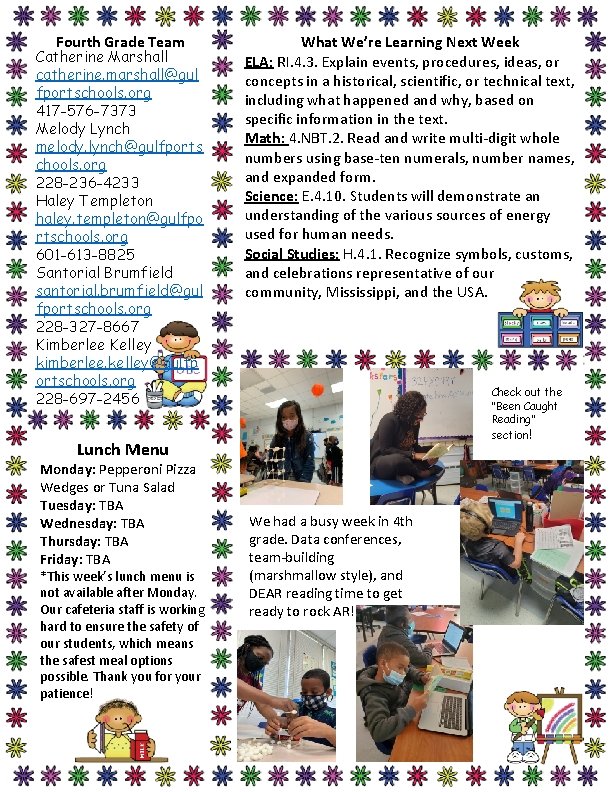 Fourth Grade Team Catherine Marshall catherine. marshall@gul fportschools. org 417 -576 -7373 Melody Lynch