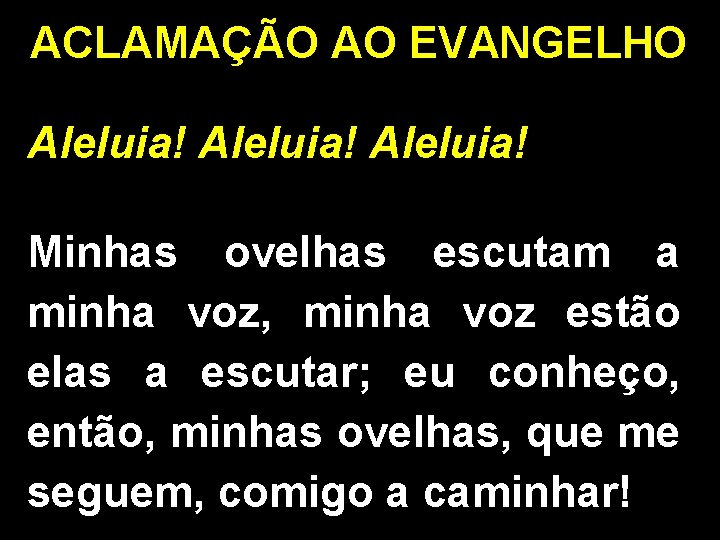 ACLAMAÇÃO AO EVANGELHO Aleluia! Minhas ovelhas escutam a minha voz, minha voz estão elas