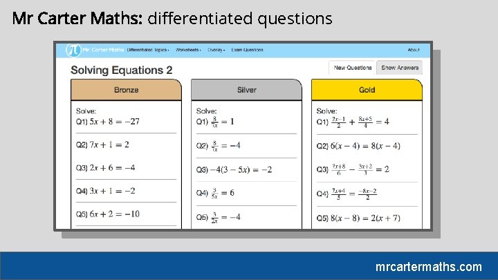 Mr Carter Maths: differentiated questions mrcartermaths. com 