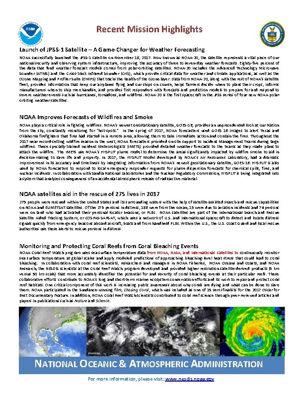 Recent Mission Highlights Launch of JPSS-1 Satellite – A Game-Changer for Weather Forecasting NOAA