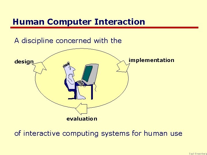 Human Computer Interaction A discipline concerned with the implementation design evaluation of interactive computing