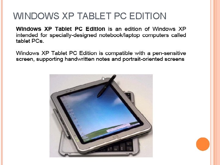 WINDOWS XP TABLET PC EDITION WINDOWS XP TABLET PC EDITION