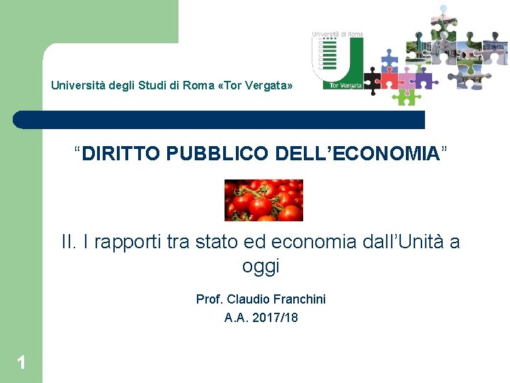 Università degli Studi di Roma «Tor Vergata» “DIRITTO PUBBLICO DELL’ECONOMIA” II. I rapporti tra