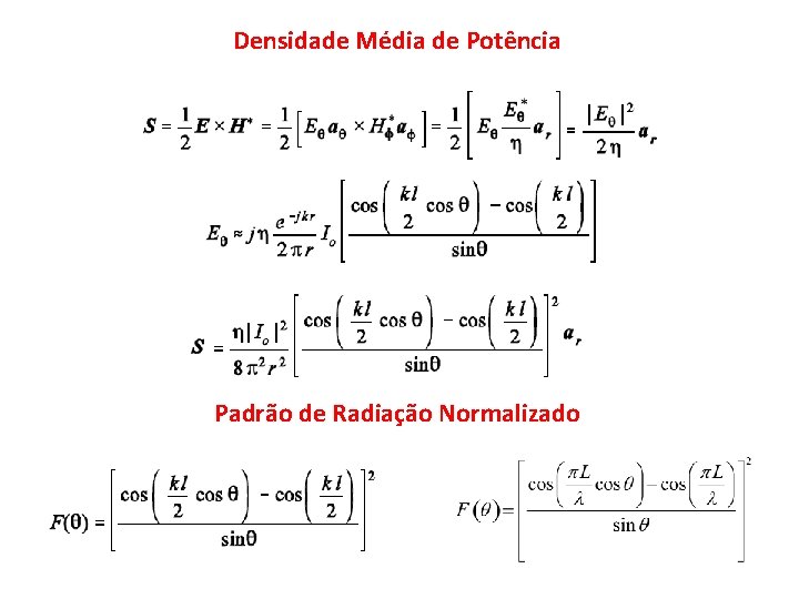 Densidade Média de Potência Padrão de Radiação Normalizado 