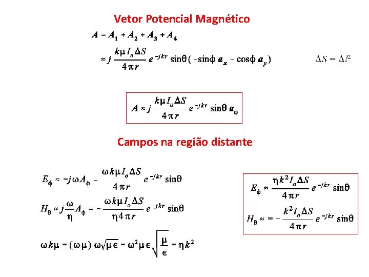 Vetor Potencial Magnético Campos na região distante 