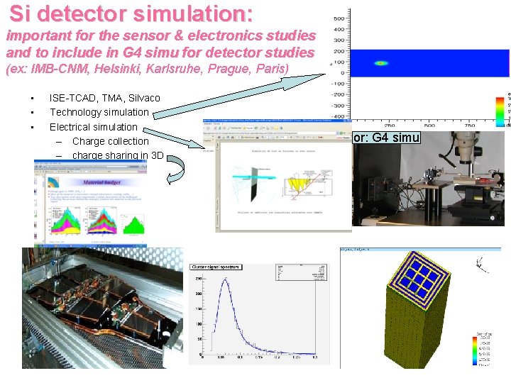 Si detector simulation: important for the sensor & electronics studies and to include in