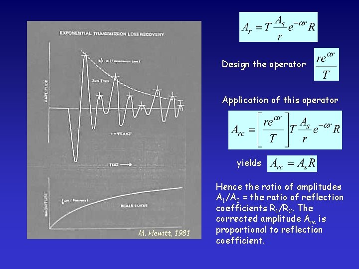 Design the operator Application of this operator yields M. Hewitt, 1981 Hence the ratio