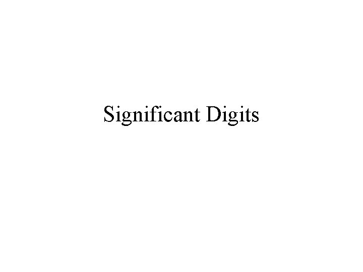 Significant Digits 