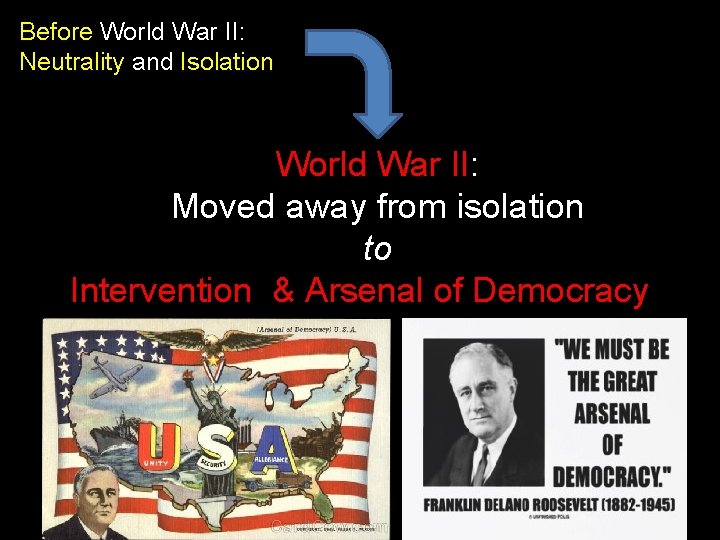 Before World War II: Neutrality and Isolation World War II: Moved away from isolation