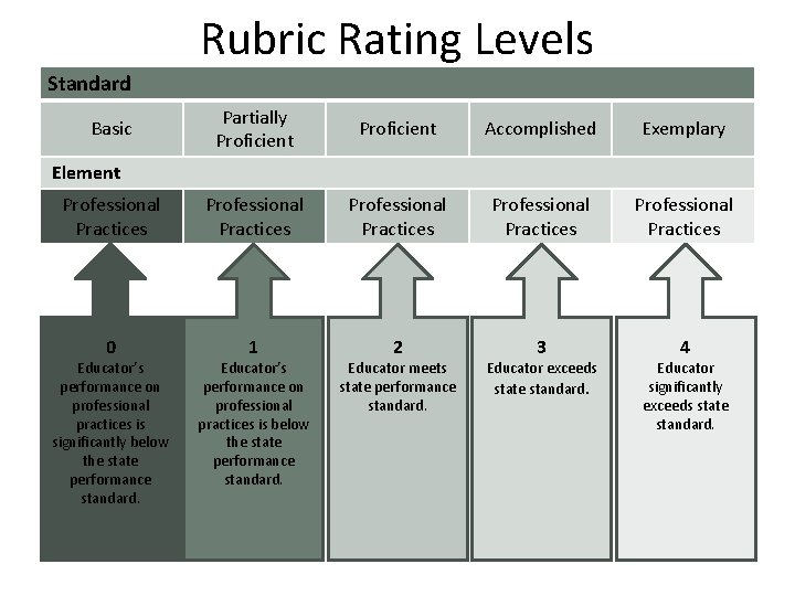 Rubric Rating Levels Standard Partially Proficient Accomplished Exemplary Professional Practices Professional Practices 0 1